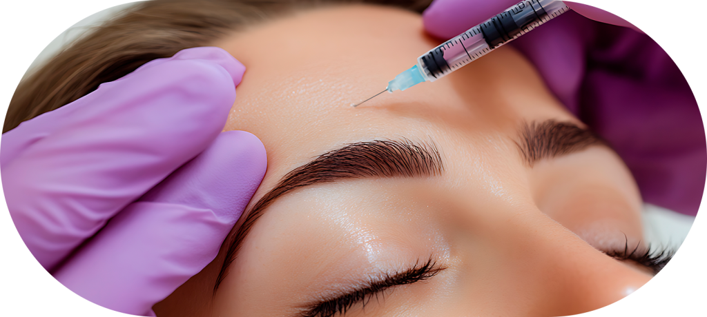 Profissional realizando aplicação de toxina botulínica 